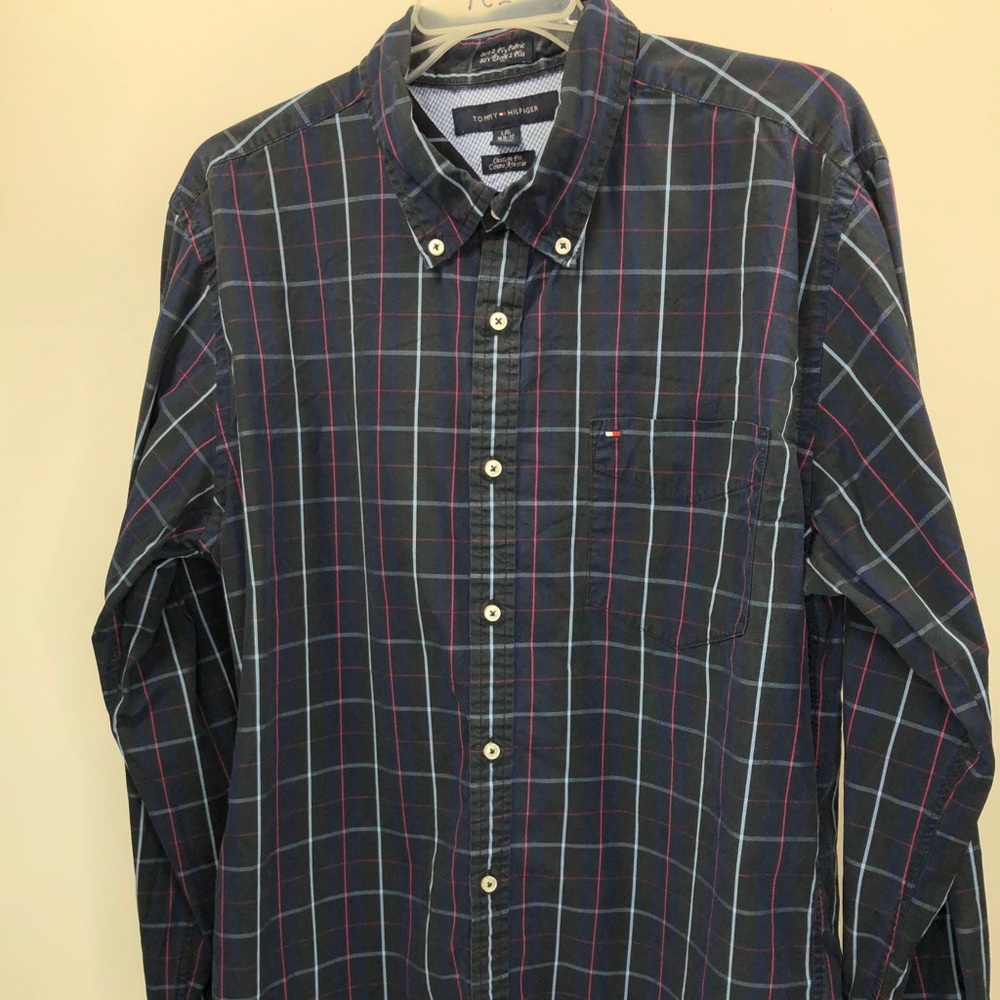 Tommy Hilfiger Checkered Button Down Dress Shirt